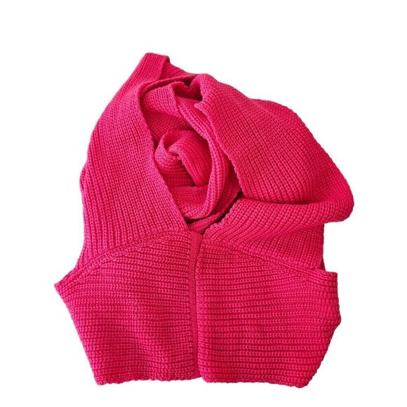 Strappy Knit Tie Up Crop Top Womens OS Versatile Wrap Crop Sweater Vest Pink - Picture 8 of 11